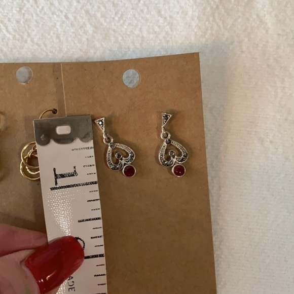 💐5/25 2 pair delicate dangle drop crystal gold tone circle earrings - Picture 8 of 9